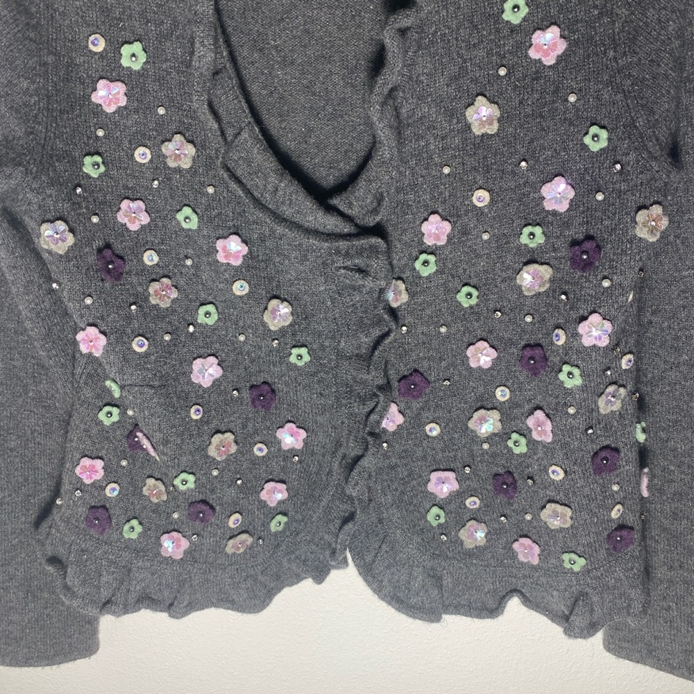 2006 Susan Bristol 100% lambswool grey cardigan size M - Picture 4 of 8
